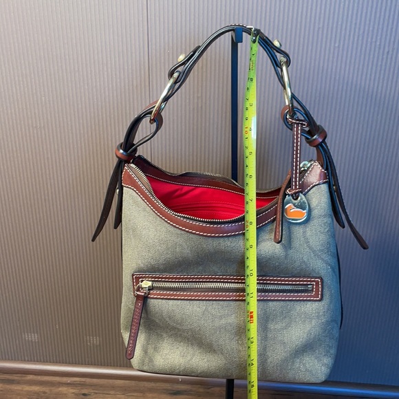 Dooney & bourke green purse with brown leather trim - Picture 11 of 16